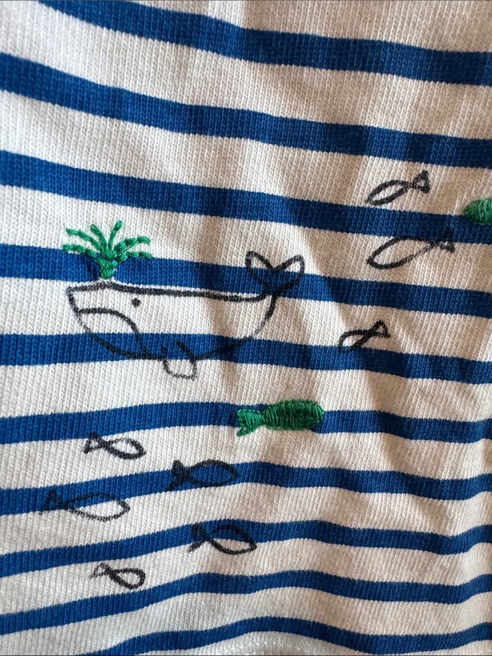 Gymboree White and Blue Striped Long-Sleeve Tee with Seaside Motifs